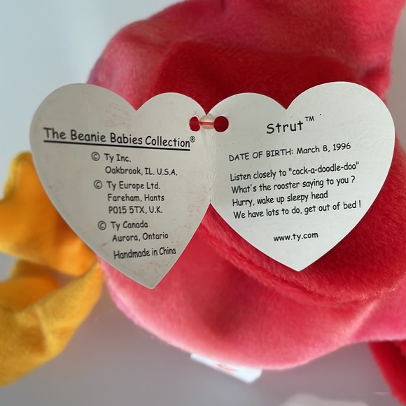 TY Beanie Baby * Strut the Rooster * Date of birth: March 8, 1996 - Picture 4 of 12
